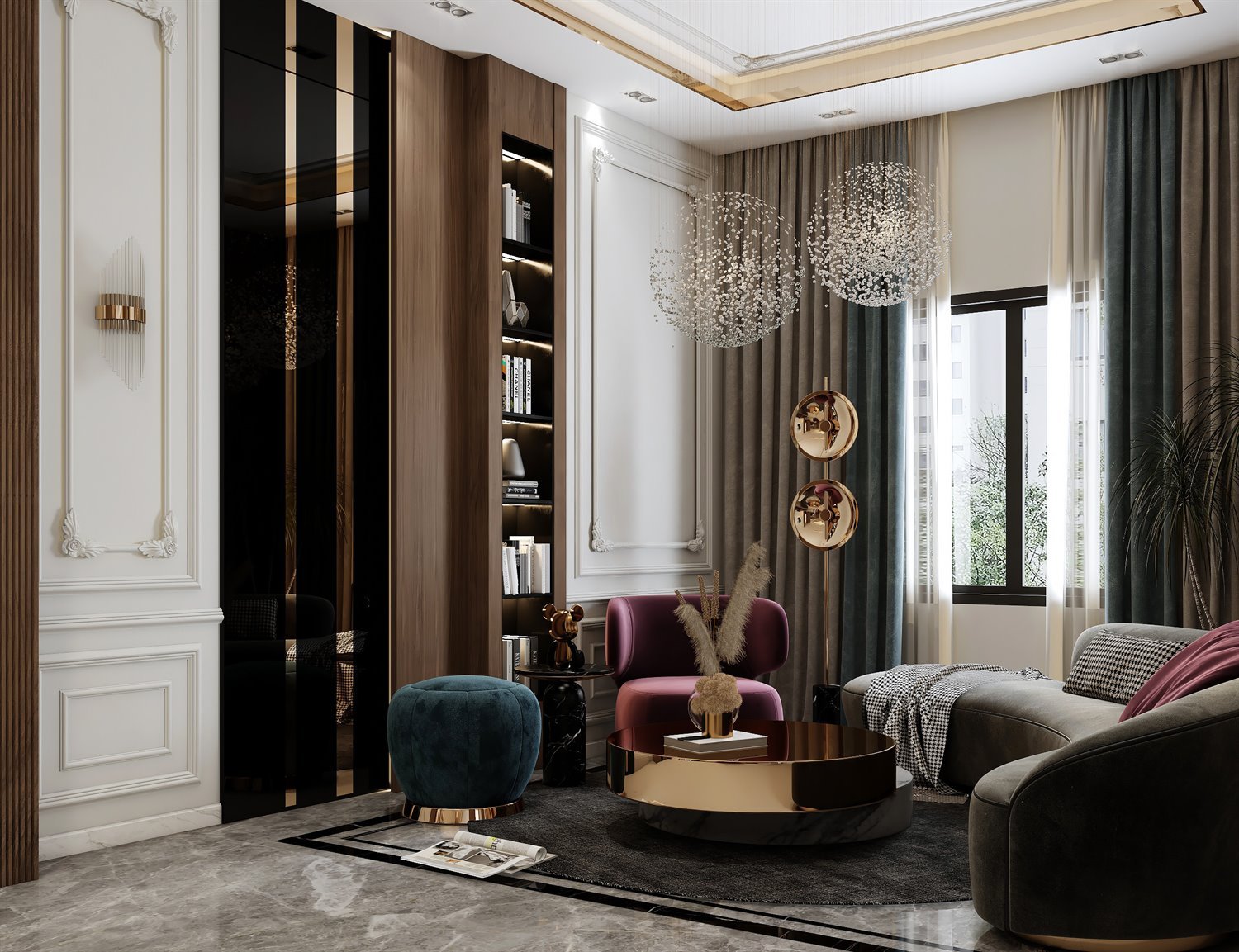 Warm residential interior with bespoke furniture and woodwork